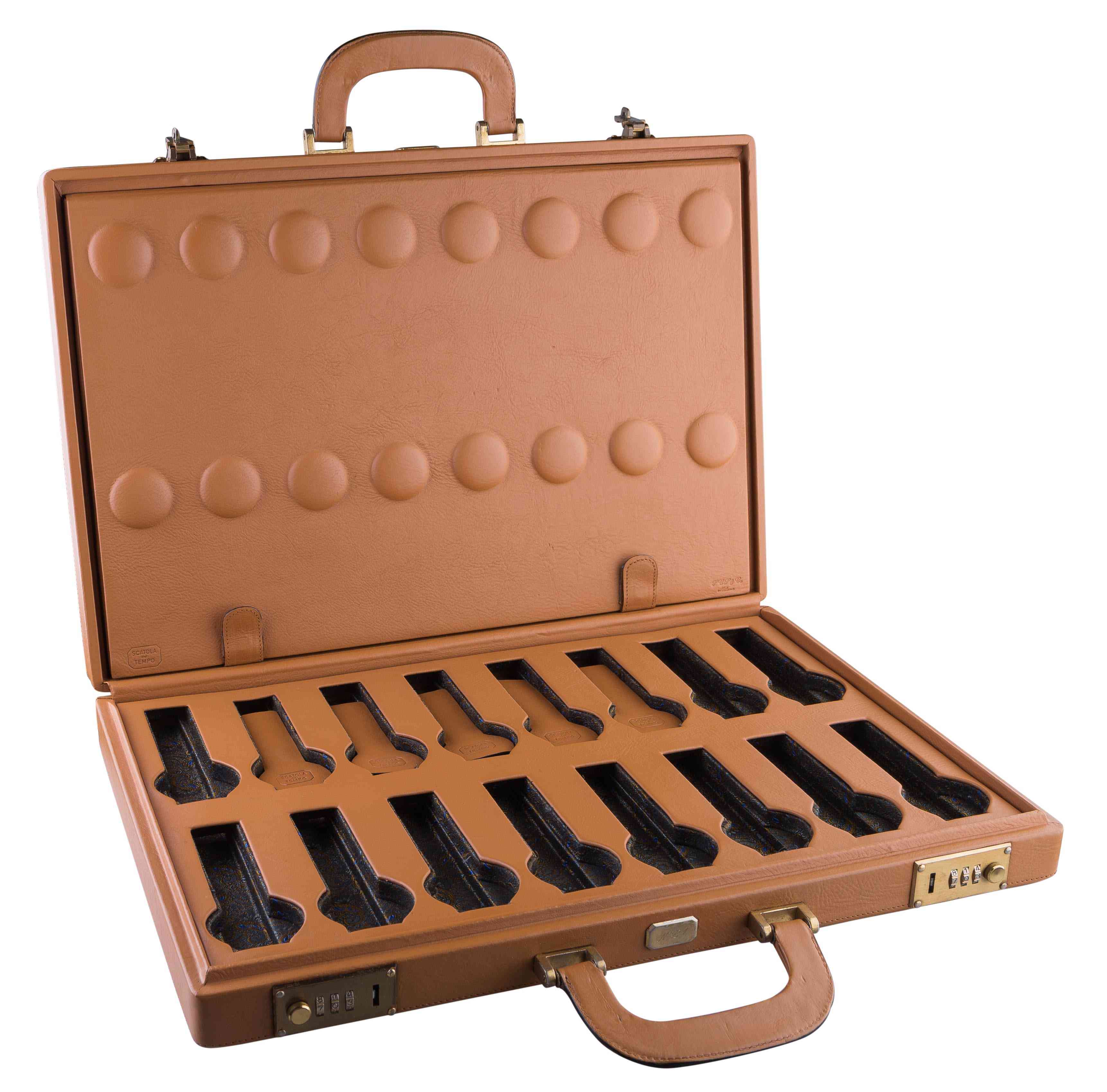 SCATOLA DEL TEMPO Leather carrying case for 32 flat strap watches