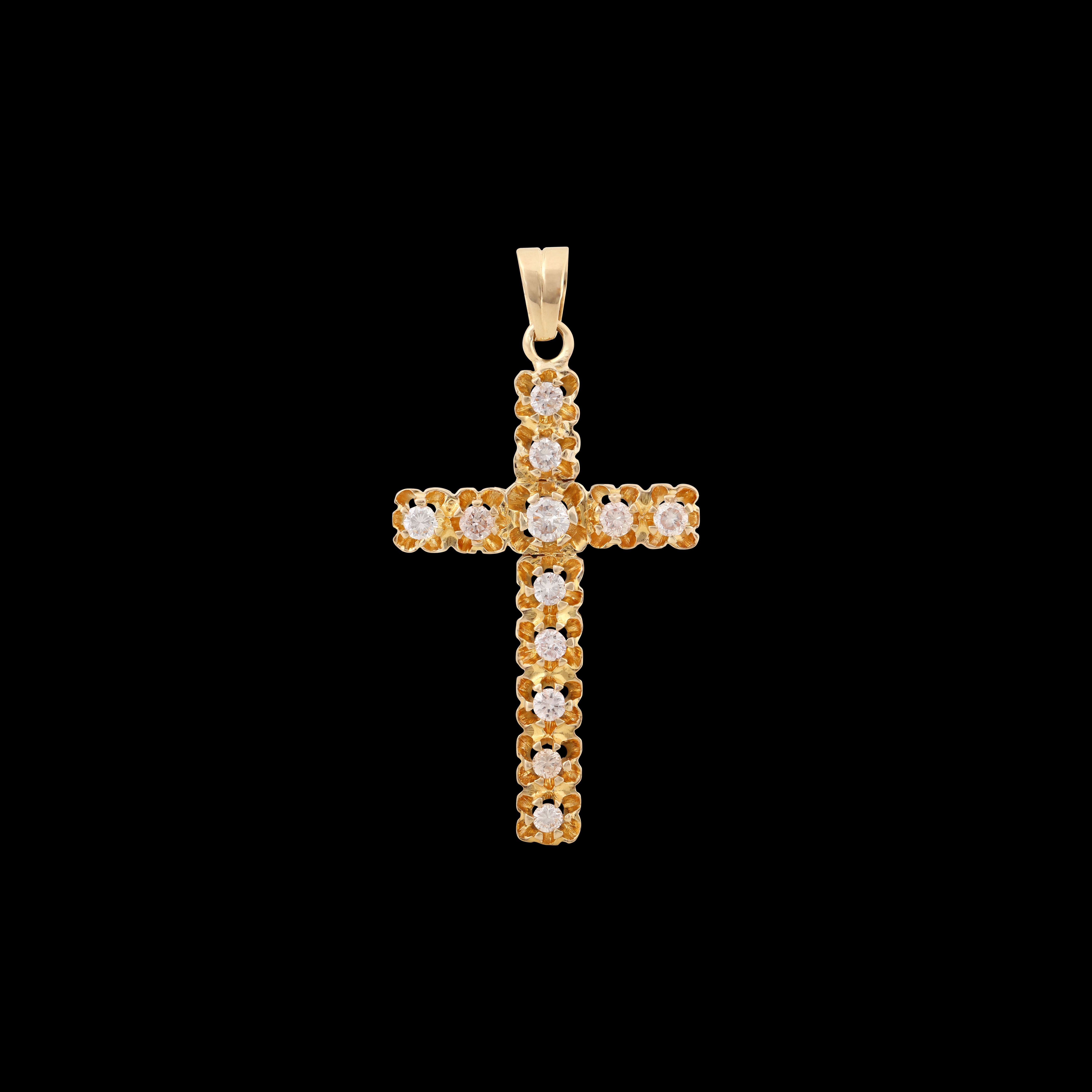 - 14k Gold Diamond Crucifix