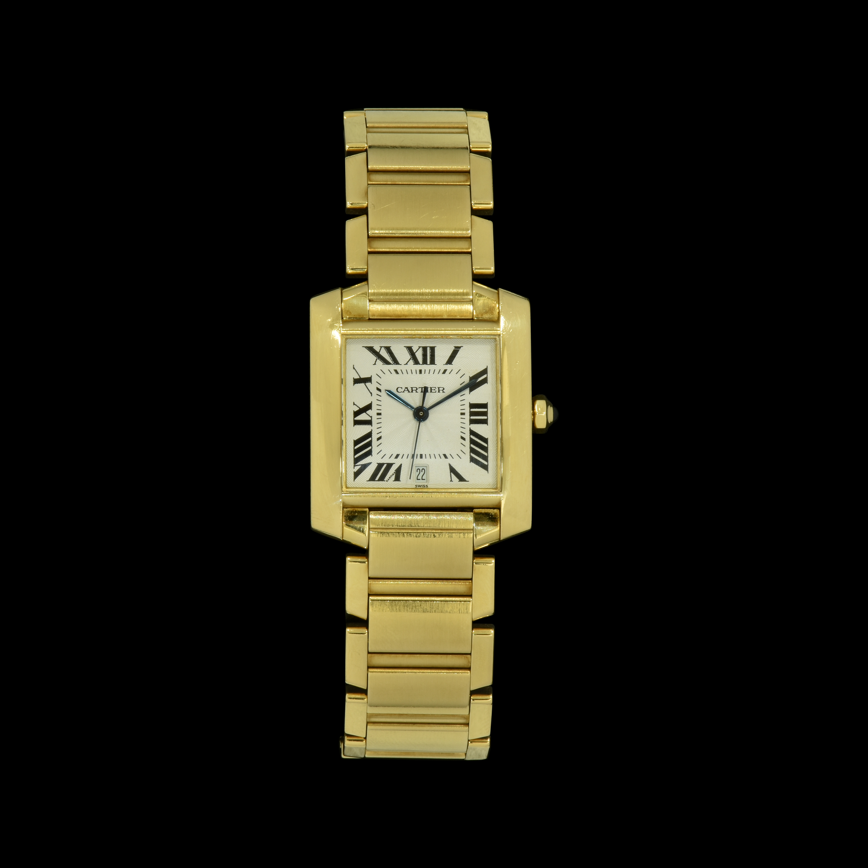 Cartier Tank Francaise an 18k yellow gold automatic center seconds wristwatch with bracelet and date reference