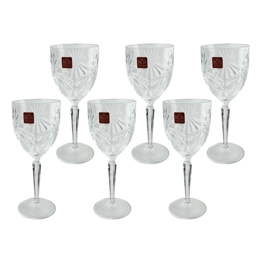 RCR Cristalleria Italiana - A set of 6 wine goblets