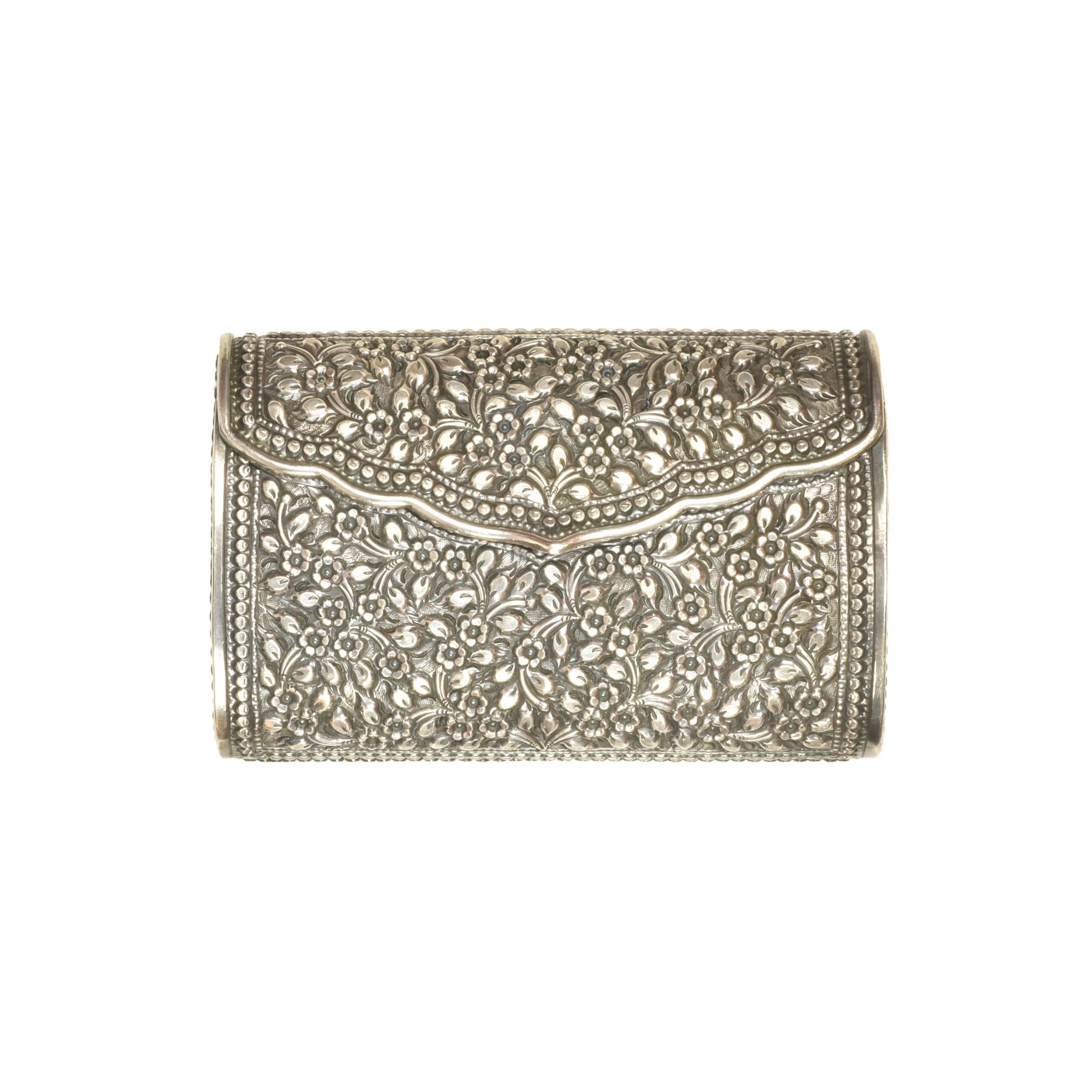 silver occasion clutch bag