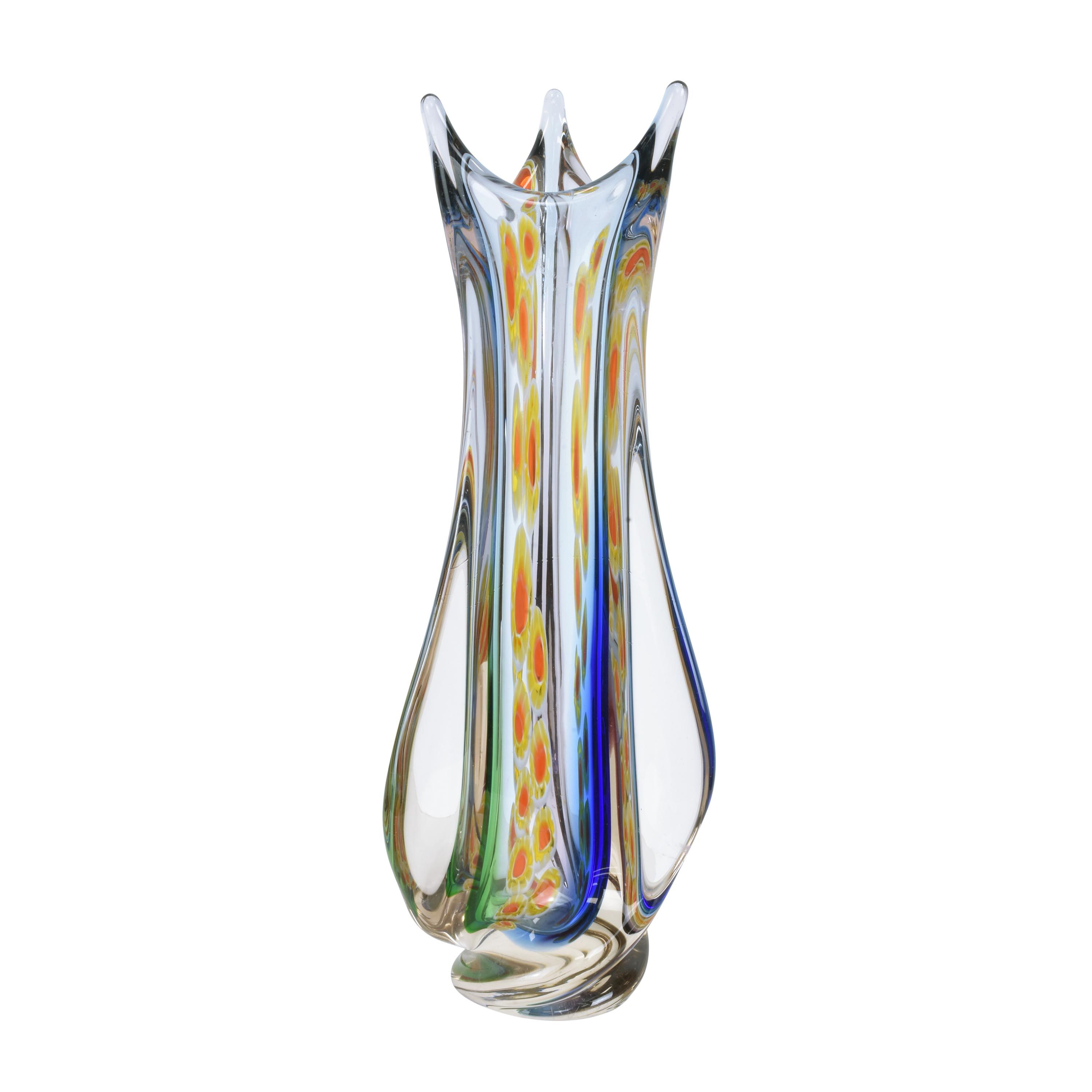 - A multi-colored Murano glass vase