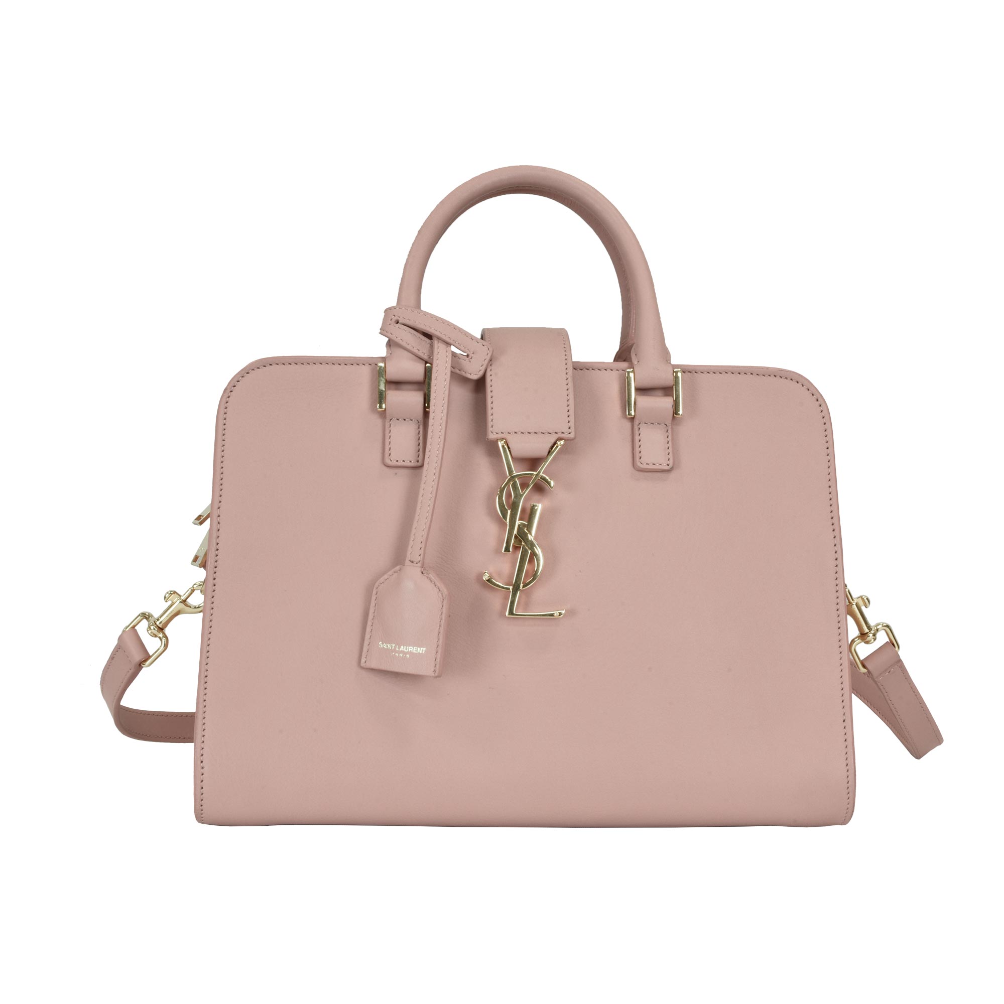 Yves Saint Laurent - Pink calfskin leather small monogram 'Cabas' bag