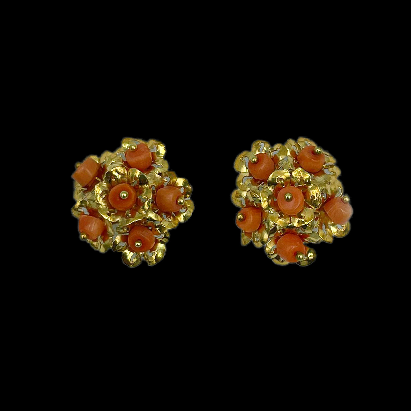 - An Antique Coral Earrings Set In 10k Gold