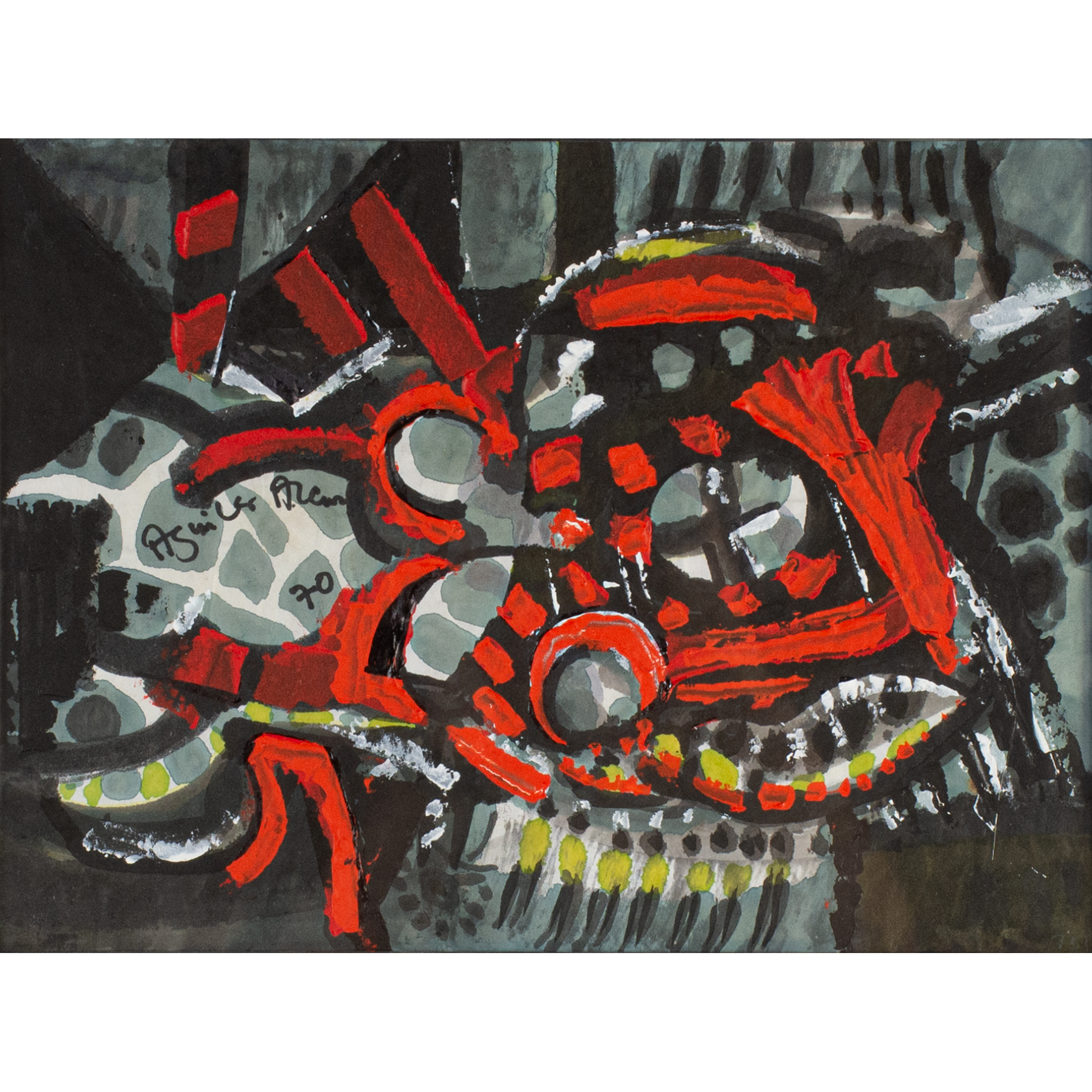 Federico Aguilar Alcuaz (1932 2011) Abstract with Red and Black