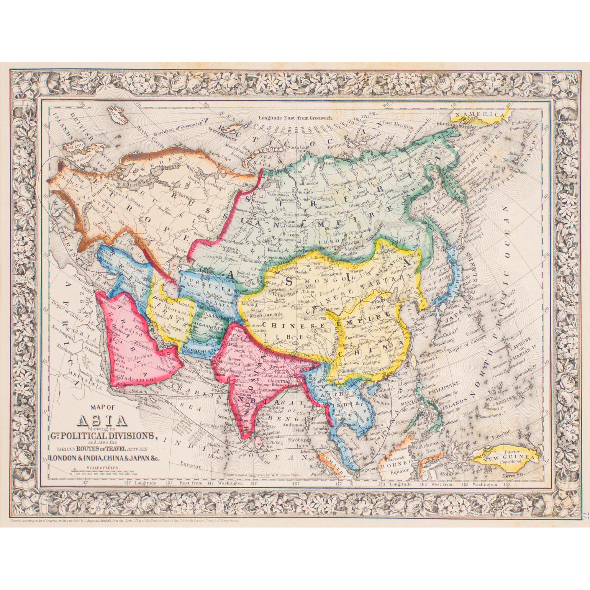 Samuel Augustus Mitchell Jr 1792 1868 Map Of Asia Showing GT   68143 