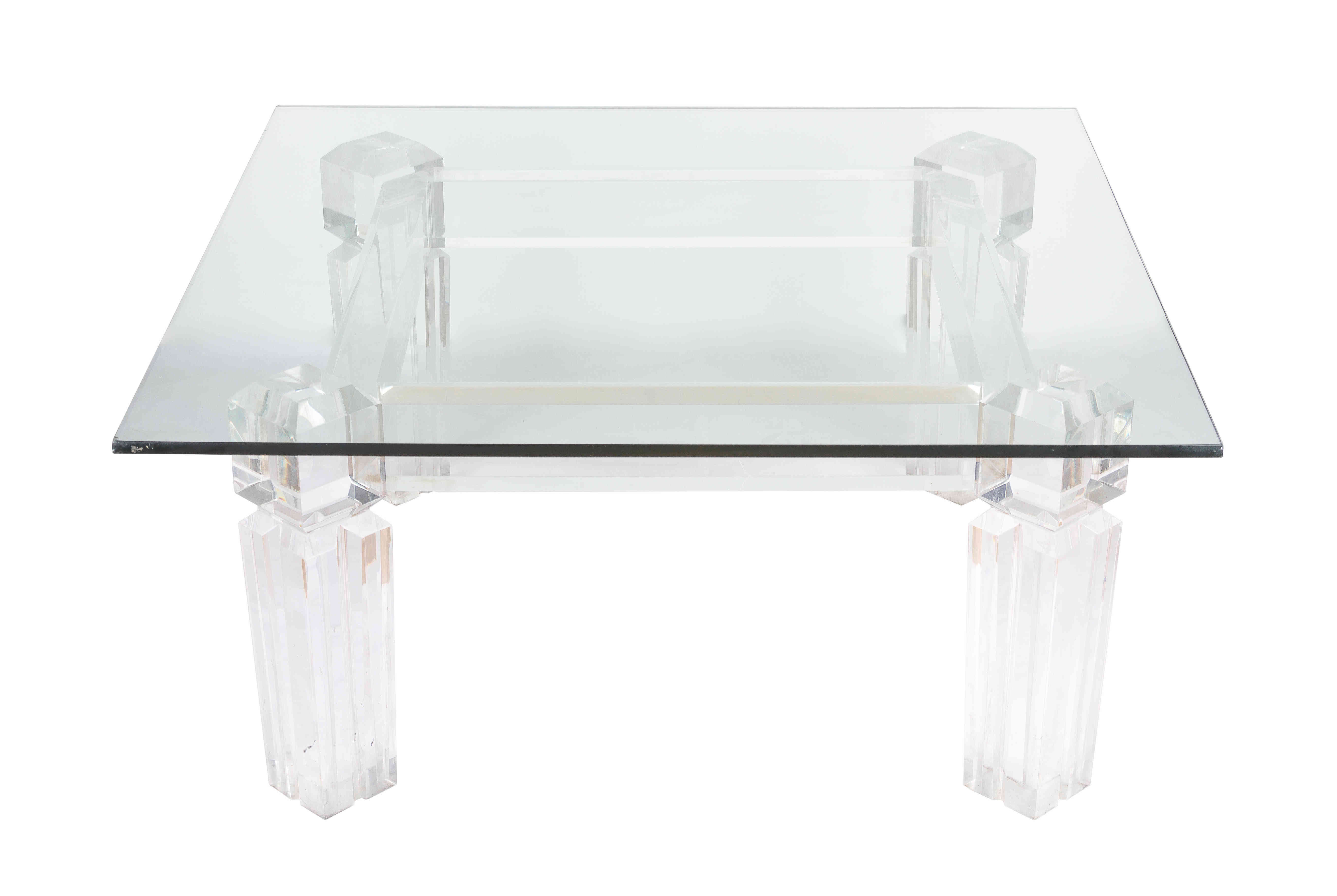 An acrylic and glass 'ghost' coffee table