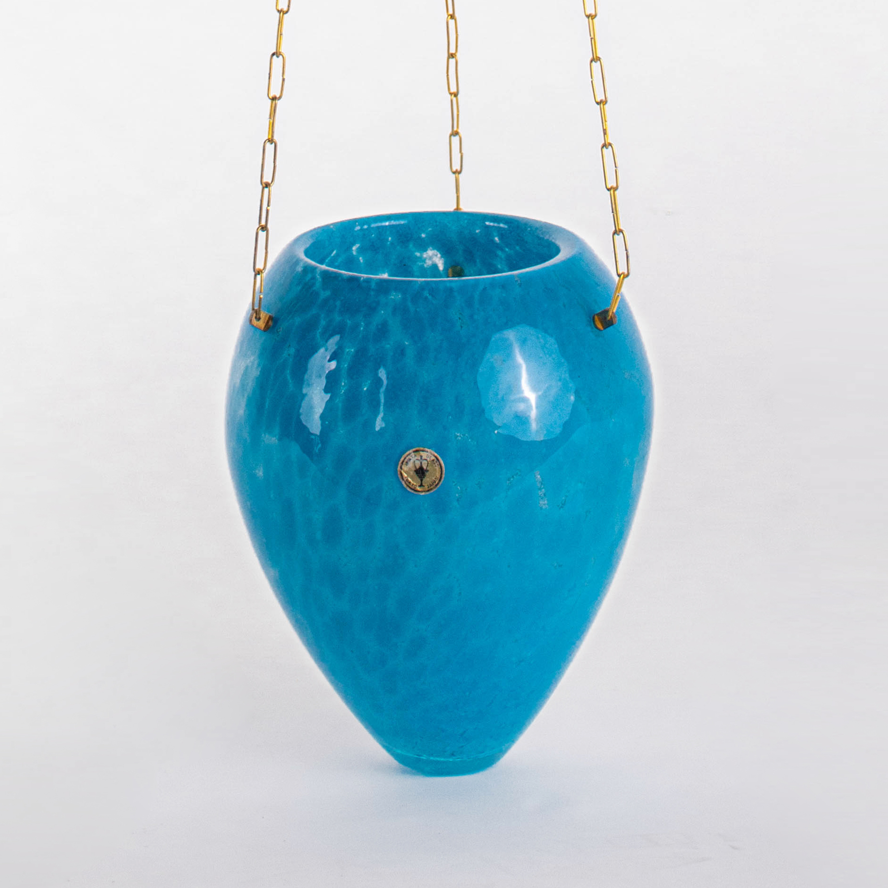  A teal Murano glass hanging vase