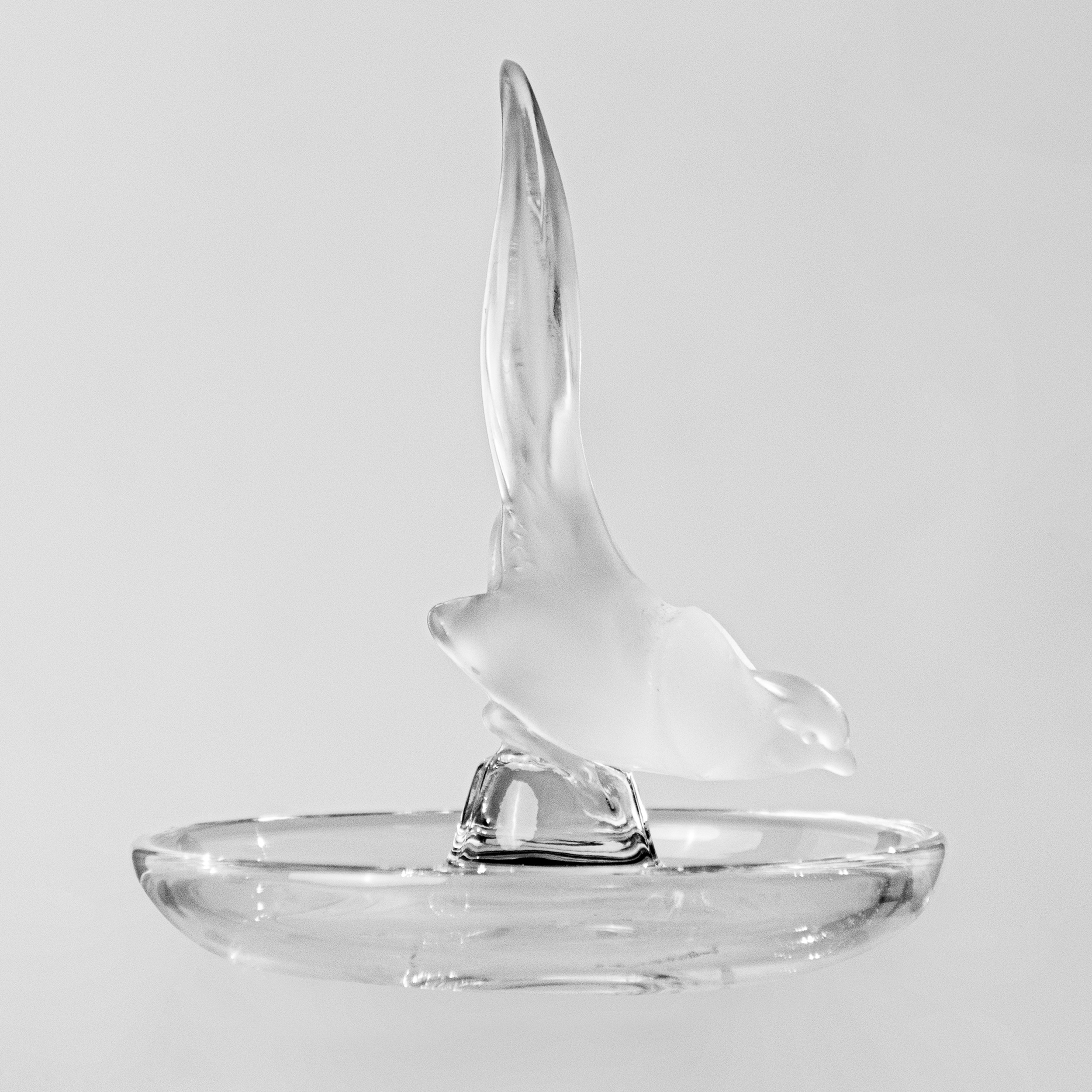 Lalique - A frosted crystal bird ring dish