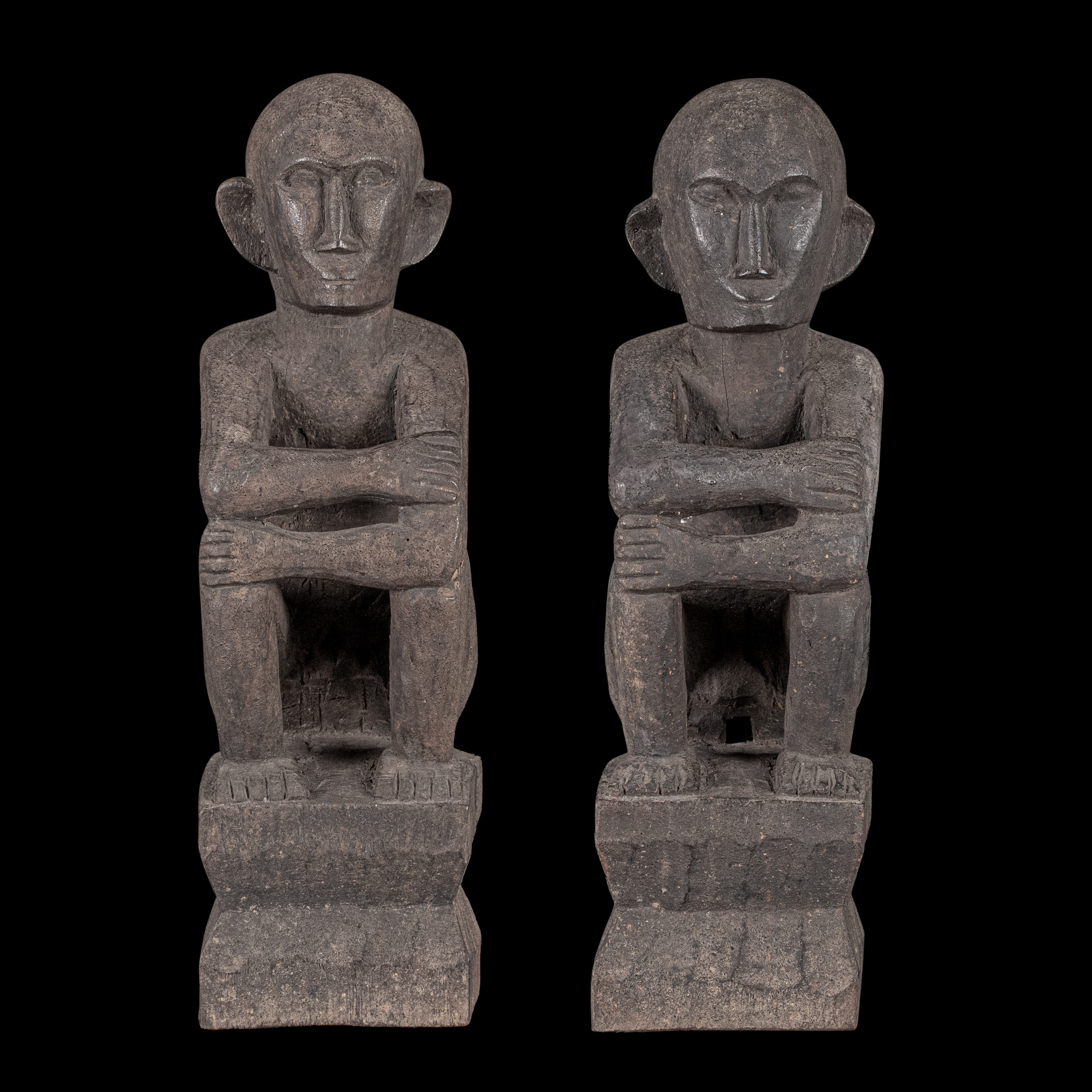 - A pair of carved wooden male and female rice deities