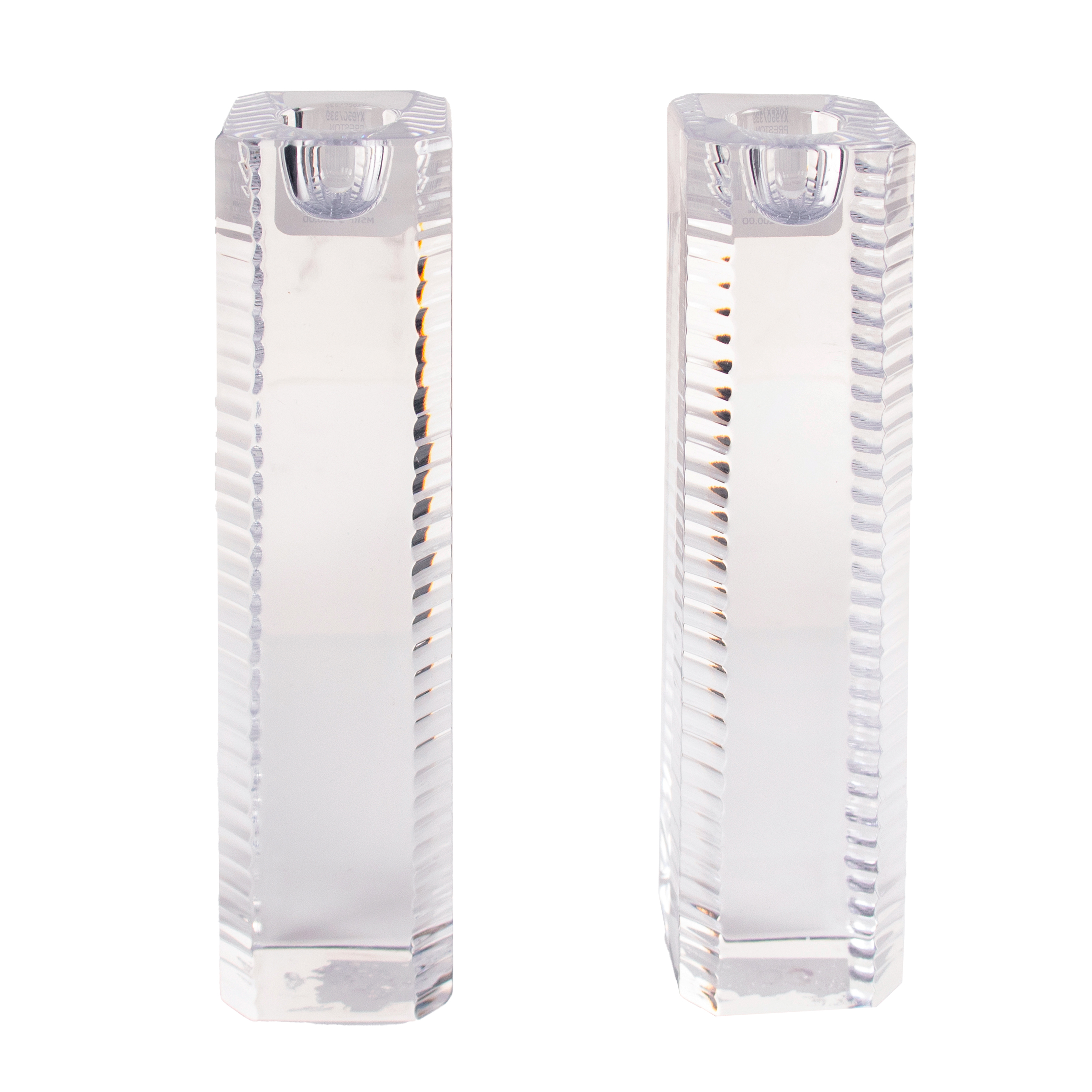 Ralph Lauren - A pair of 'Preston' lead crystal pillar candle holders