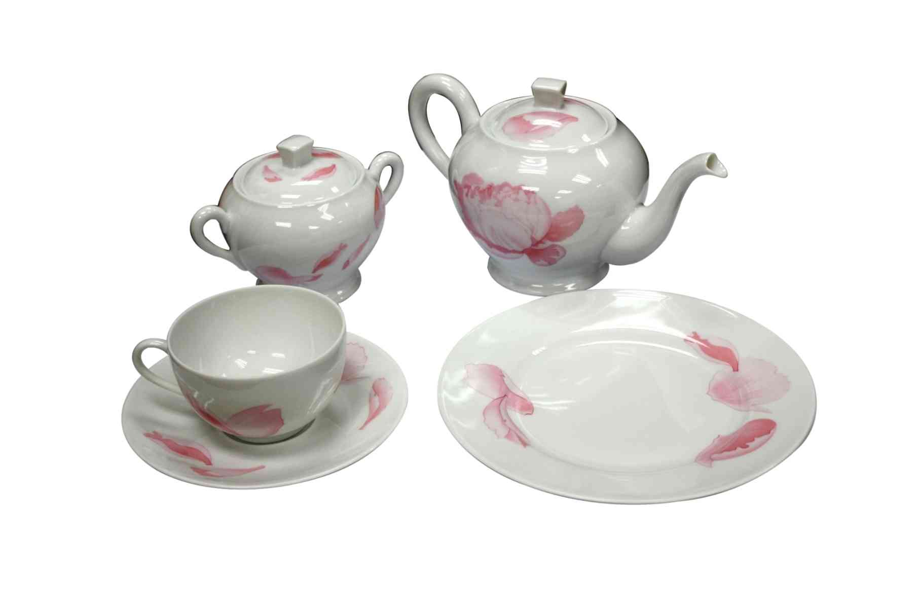Hermès - 'Pivoines' porcelain tea set (service for two)