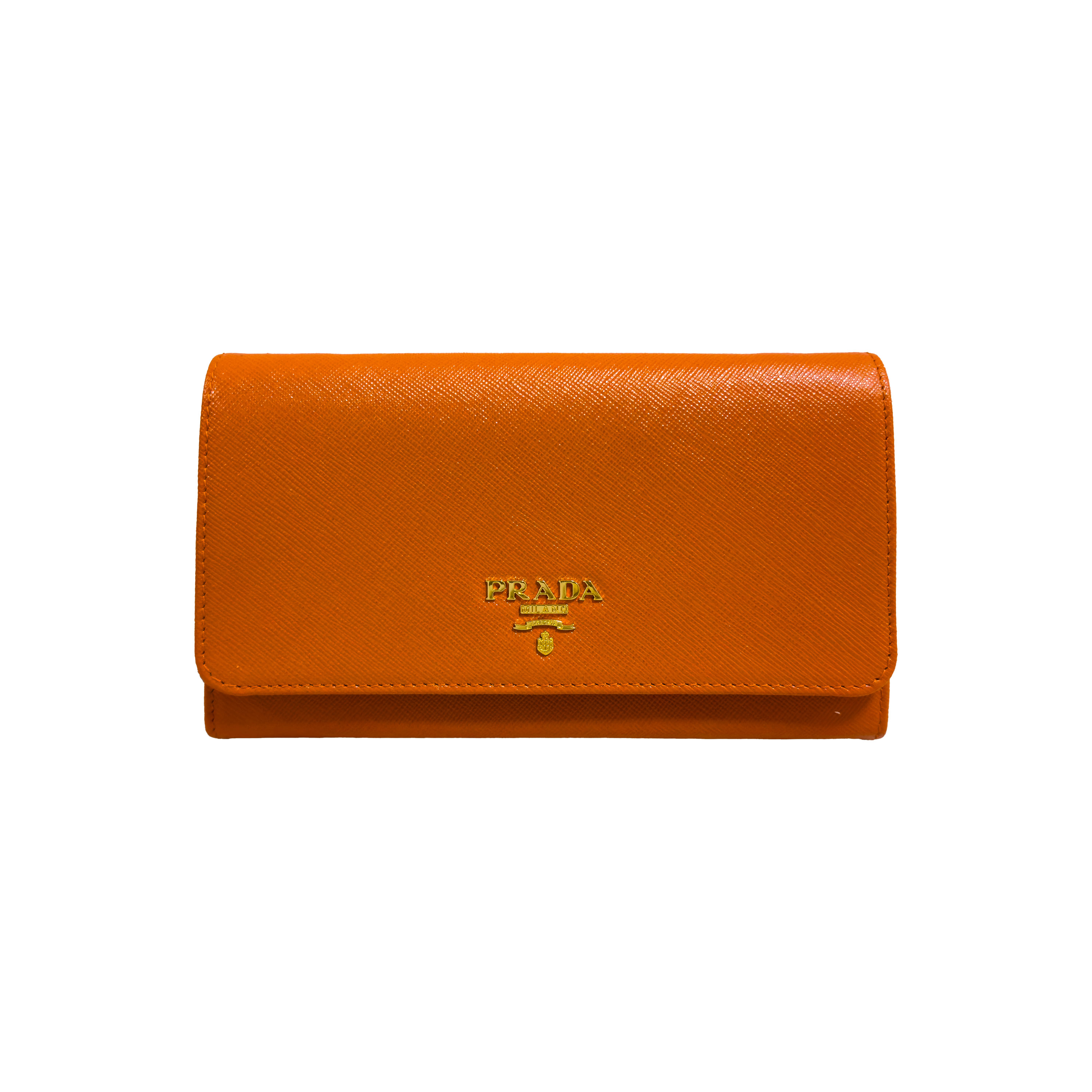 Prada A Portafoglio Tracolla wallet on sling in papaya orange